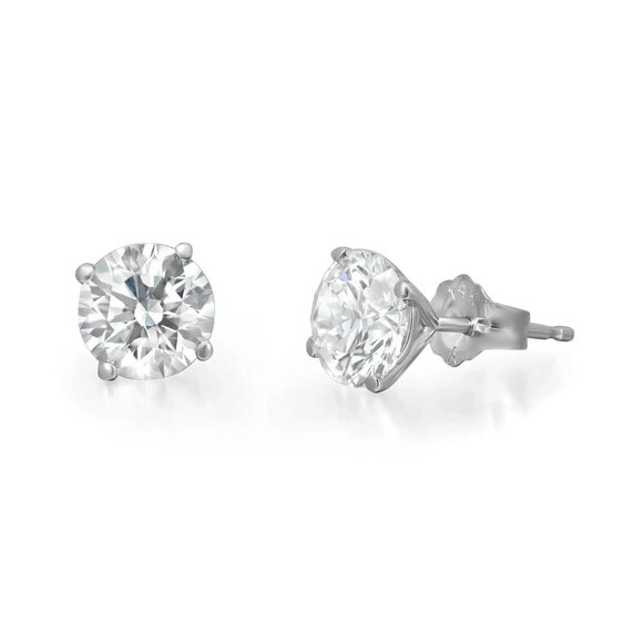 Round Cut lab Grown Diamond Stud Earrings 14K White Gold 1.66Cttw - Picture 1 of 4